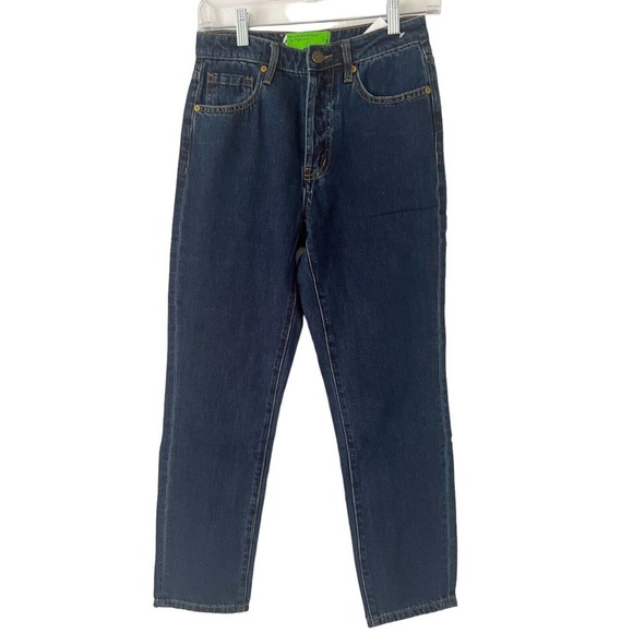 NWT Sandrine Rose High Rise Button Fly Dark Wash Slim Straight Jeans Size 30